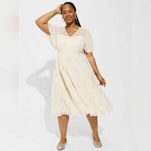 NWT Torrid Midi Mesh Flutter Sleeve Starburst Dress Torrid Sz. 10